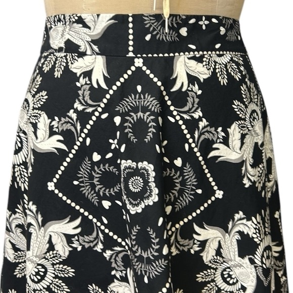 Talbots Peacock ALLOVER BANDANA COTTON MIDI SKIRT Geometric w/Pockets Black 18 - Picture 4 of 8